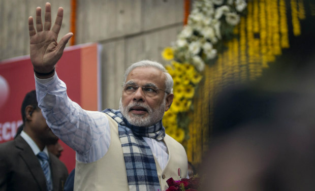 BJP Prime Ministerial candidate Narendra Modi arrives for the national executive meeting in New Delhi. -AP BJP Prime Ministerial candidate Narendra Modi arrives for the national executive meeting in New Delhi. -AP